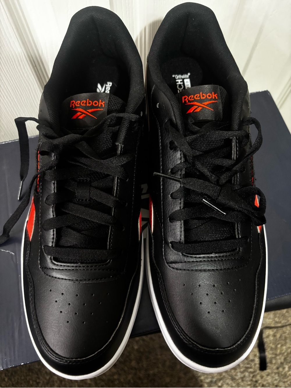 Reebok Men's Black Sneakers with Red Accents